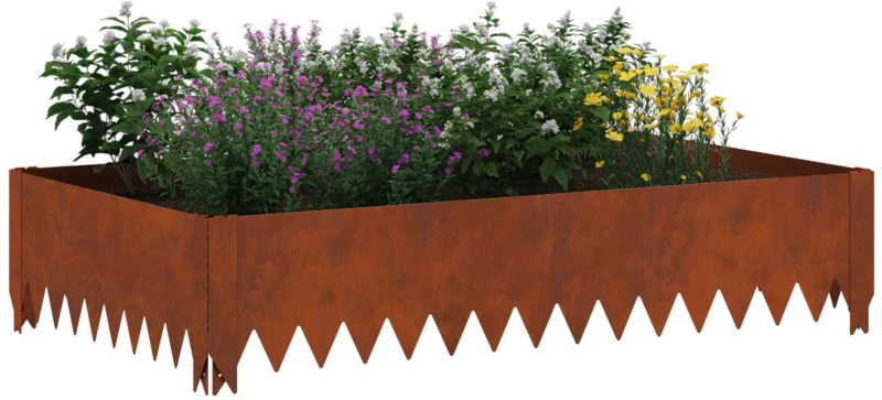 vidaXL Περίγραμμα γκαζόν 4 pcs 100 x 60 x 20 εκ. Ατσάλι Σκ rusty