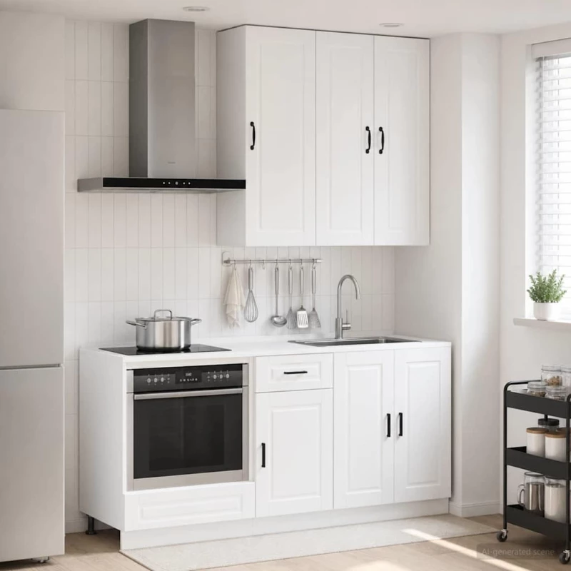 vidaXL Μονάδα κουζίνας PORTO 5 pcs Γυαλιστερό Λευκό Επεξεργασμένο Ξύλο