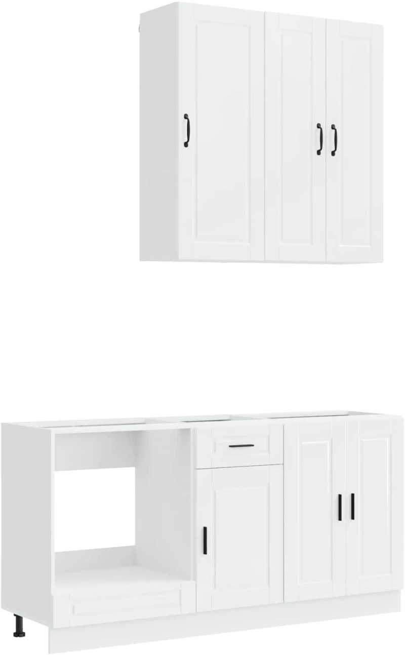 vidaXL Μονάδα κουζίνας PORTO 5 pcs Γυαλιστερό Λευκό Επεξεργασμένο Ξύλο