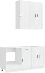 vidaXL Μονάδα κουζίνας PORTO 5 pcs Γυαλιστερό Λευκό Επεξεργασμένο Ξύλο