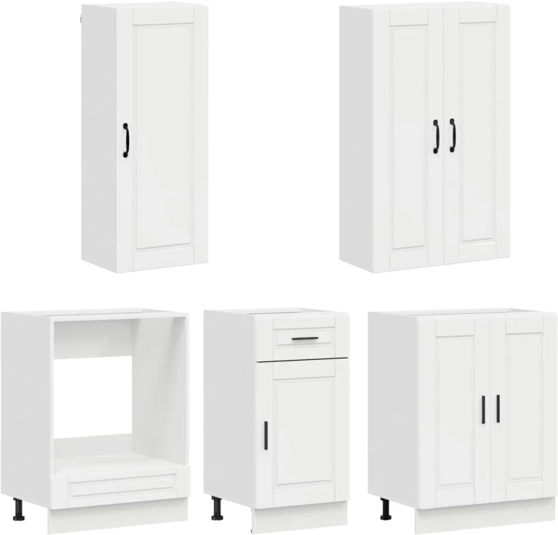 vidaXL Μονάδα κουζίνας PORTO 5 pcs Γυαλιστερό Λευκό Επεξεργασμένο Ξύλο