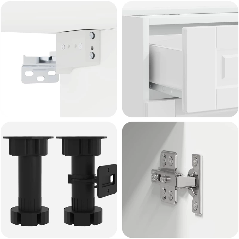 vidaXL Μονάδα κουζίνας PORTO 5 pcs Γυαλιστερό Λευκό Επεξεργασμένο Ξύλο