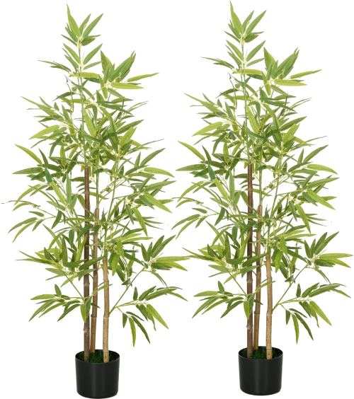 Σετ Τεχνητό Μπαμπού δέντρο με 2 3 κορμούς Easy Care 120cm Τσιμεντοδοχείο Πράσινο