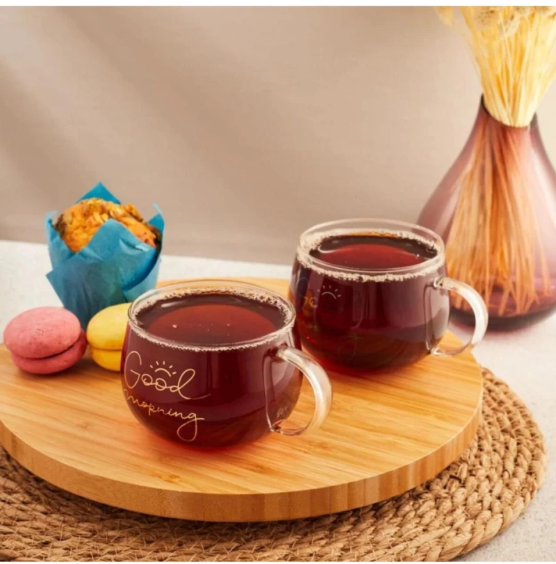 Stewehome Σετ 2 τεμαχίων γυάλινα κούπες 200 ml μοντέρνου στιλ Πολύχρωμο