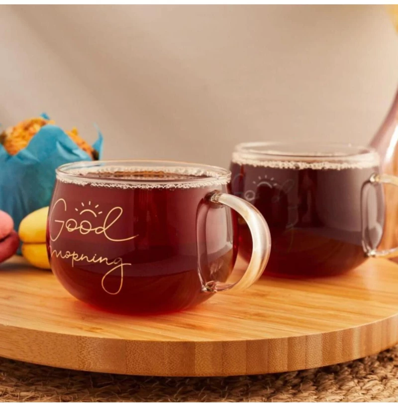 Stewehome Σετ 2 τεμαχίων γυάλινα κούπες 200 ml μοντέρνου στιλ Πολύχρωμο