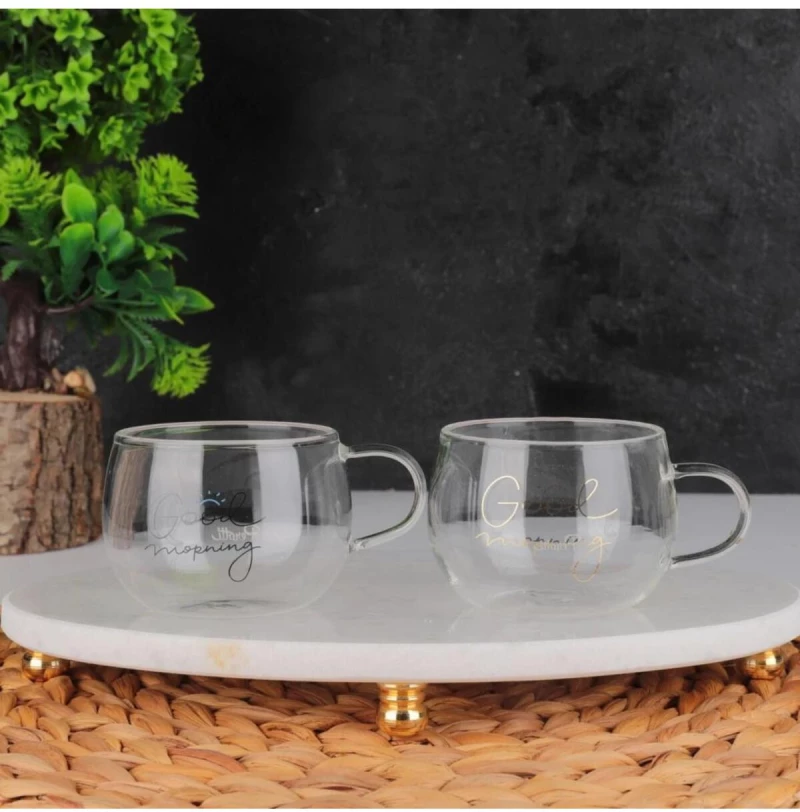 Stewehome Σετ 2 τεμαχίων γυάλινα κούπες 200 ml μοντέρνου στιλ Πολύχρωμο