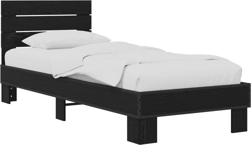vidaXL Κρεβάτι με Κεφαλάρι Μαύρη Δρυς 80 x 200 cm Επεξεργασμένο Ξύλο
