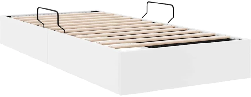 vidaXL Κρεβάτι Αποθήκης Καθαρό Λευκό 100 x 190 cm Τεχνητό δέρμα