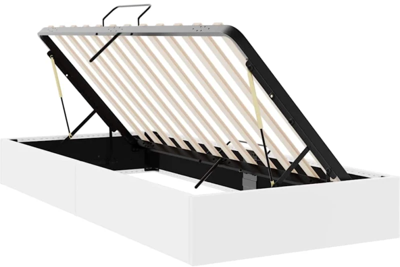 vidaXL Κρεβάτι Αποθήκης Καθαρό Λευκό 100 x 190 cm Τεχνητό δέρμα