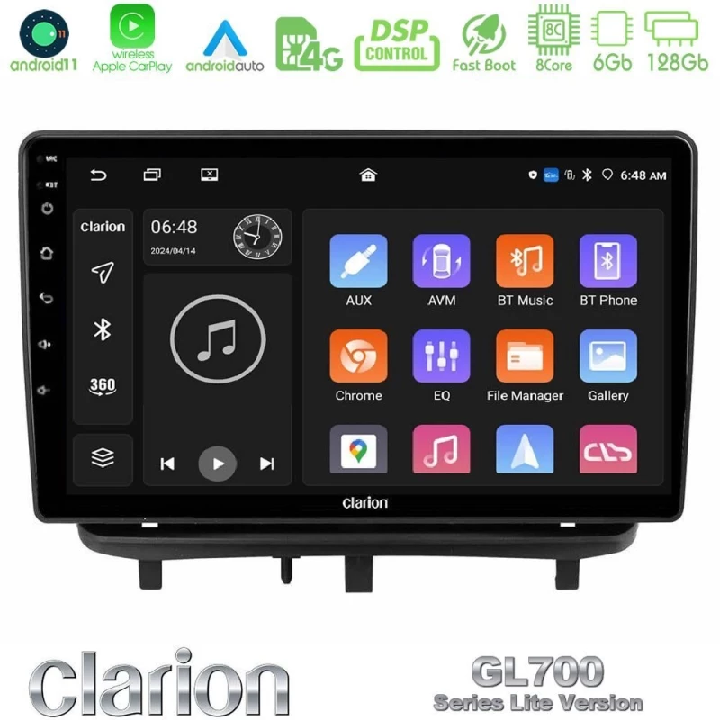 Clarion GL700 Lite Series 8Core Android ClarionOS 6+128GB Opel Corsa D 2006-2014 Navigation Multimedia Tablet 9" Με Carplay & Android Auto (Top Mount)