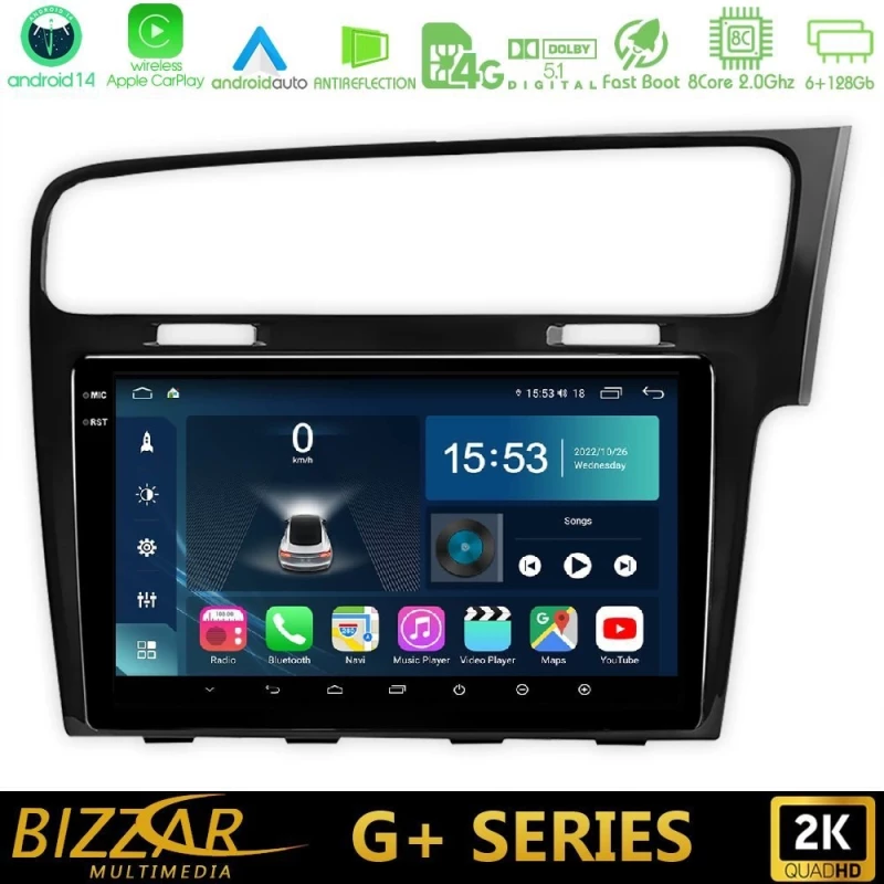 Bizzar G+ Series VW GOLF 7 RHD 8core Android14 6+128GB Navigation Multimedia Tablet 10"