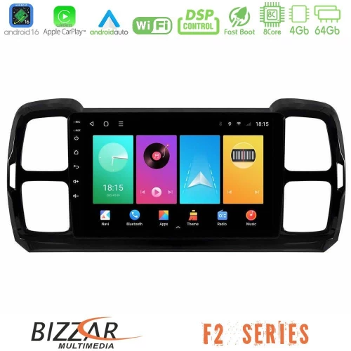 Bizzar F2 Series 8Core Android16 4+64GB  Citroen DS5 Aircross 2017-2021 Navigation Multimedia Tablet 9"