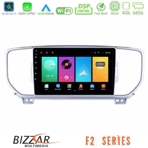 Bizzar F2 Series 8Core Android16 4+64GB  Kia Sportage 2016-2018 Navigation Multimedia Tablet 9"