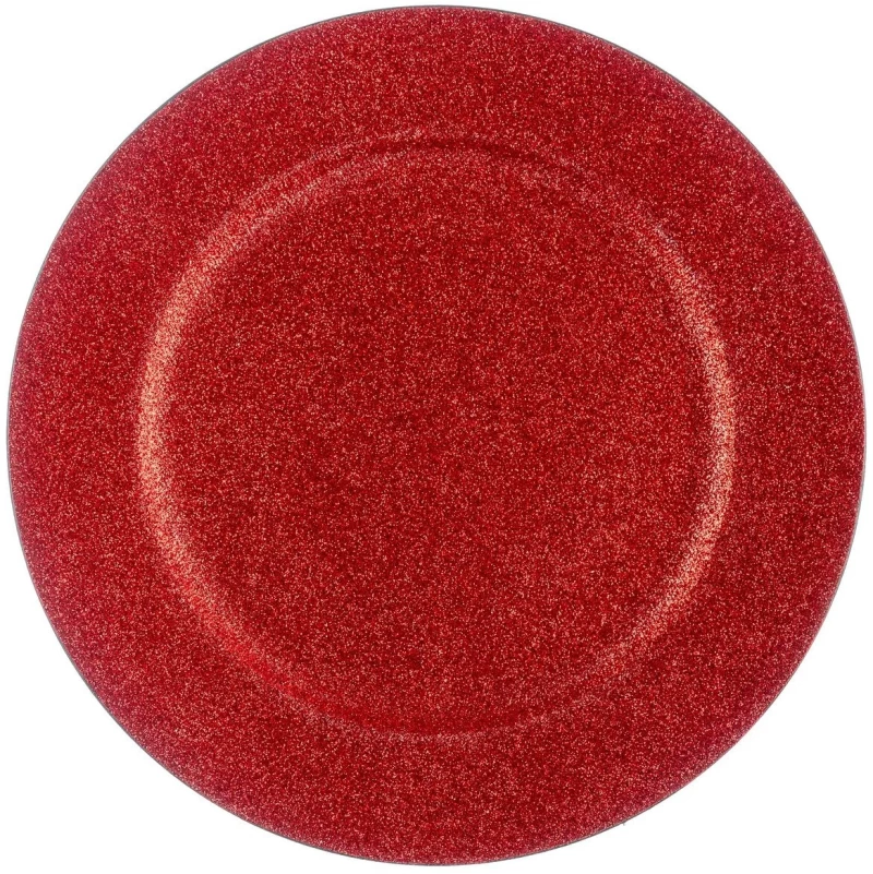 ΠΙΆΤΑ - ΣΕΤ ΔΕΊΠΝΟΥ/ΚΑΦΈ GLITTER PRES. ROUND PLATE RED 147108RG