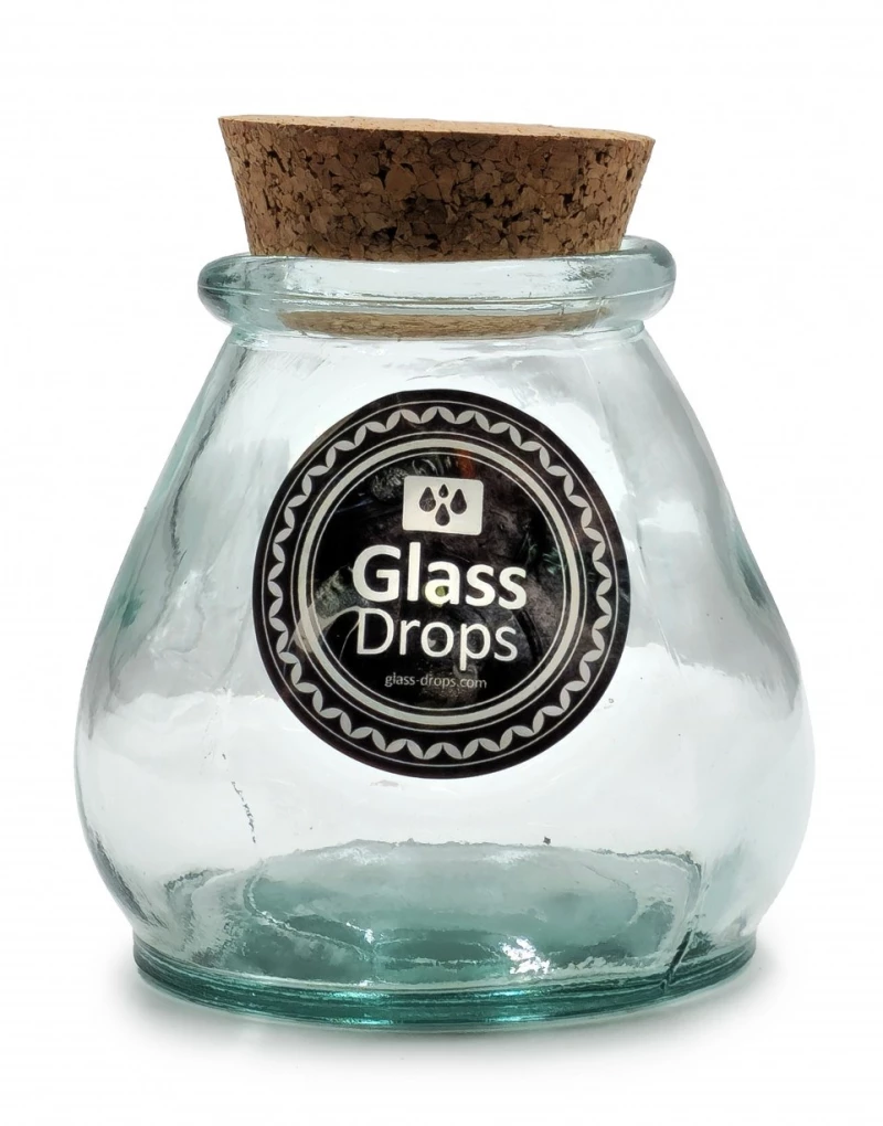 ΔΟΧΕΊΑ ΤΡΟΦΊΜΩΝ ΔΟΧΕΙΟ GLASS DROPS SAC ME ΠΩΜΑ ΦΕΛΛΟΥ 380CC 10CM