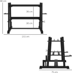 Βάση αλτήρων, Kettlebell, Πλάκες βάρους, 3 επιπέδων, Ρυθμιζόμενο, Ατσάλι, 131 x 75 x 80 cm, Μαύρο