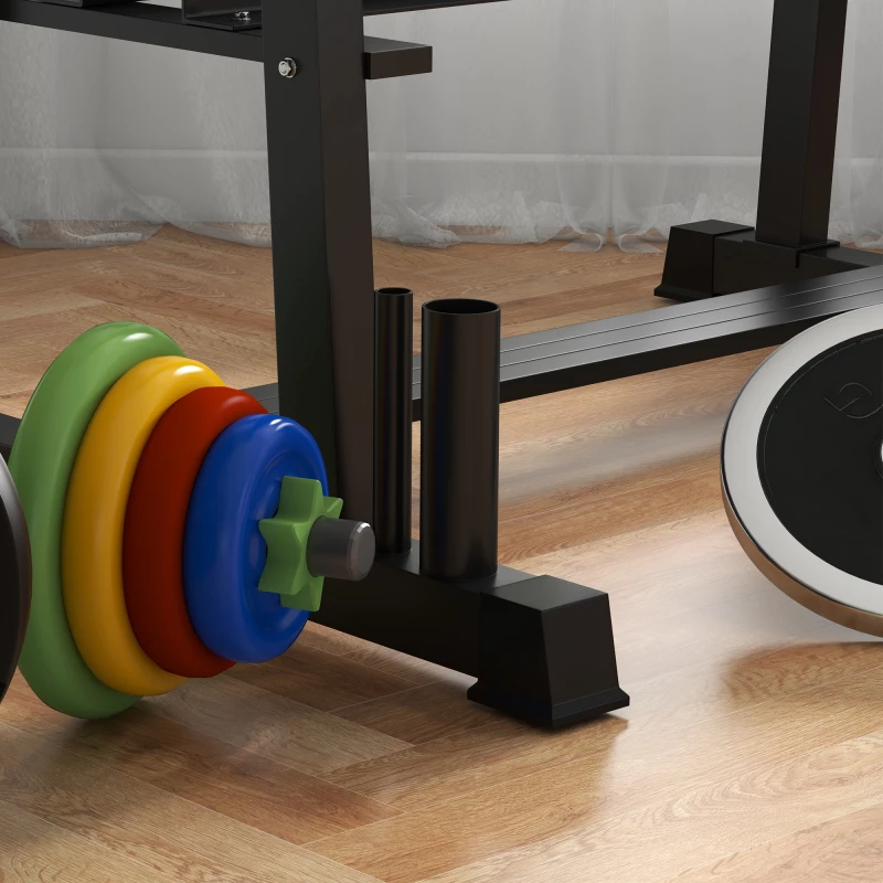 Βάση αλτήρων, Kettlebell, Πλάκες βάρους, 3 επιπέδων, Ρυθμιζόμενο, Ατσάλι, 131 x 75 x 80 cm, Μαύρο