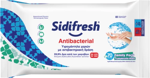 Sidifresh Αντιβακτηριακά Υγρομάντιλα 70τεμ.