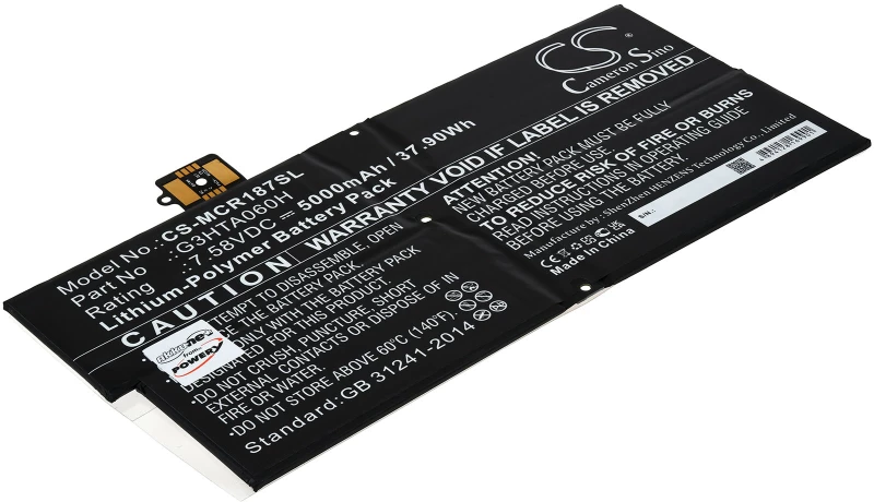 Μπαταρία για keyboard tablet Microsoft Surface Pro X 1876, type G3HTA060H 5000mAh/38Wh