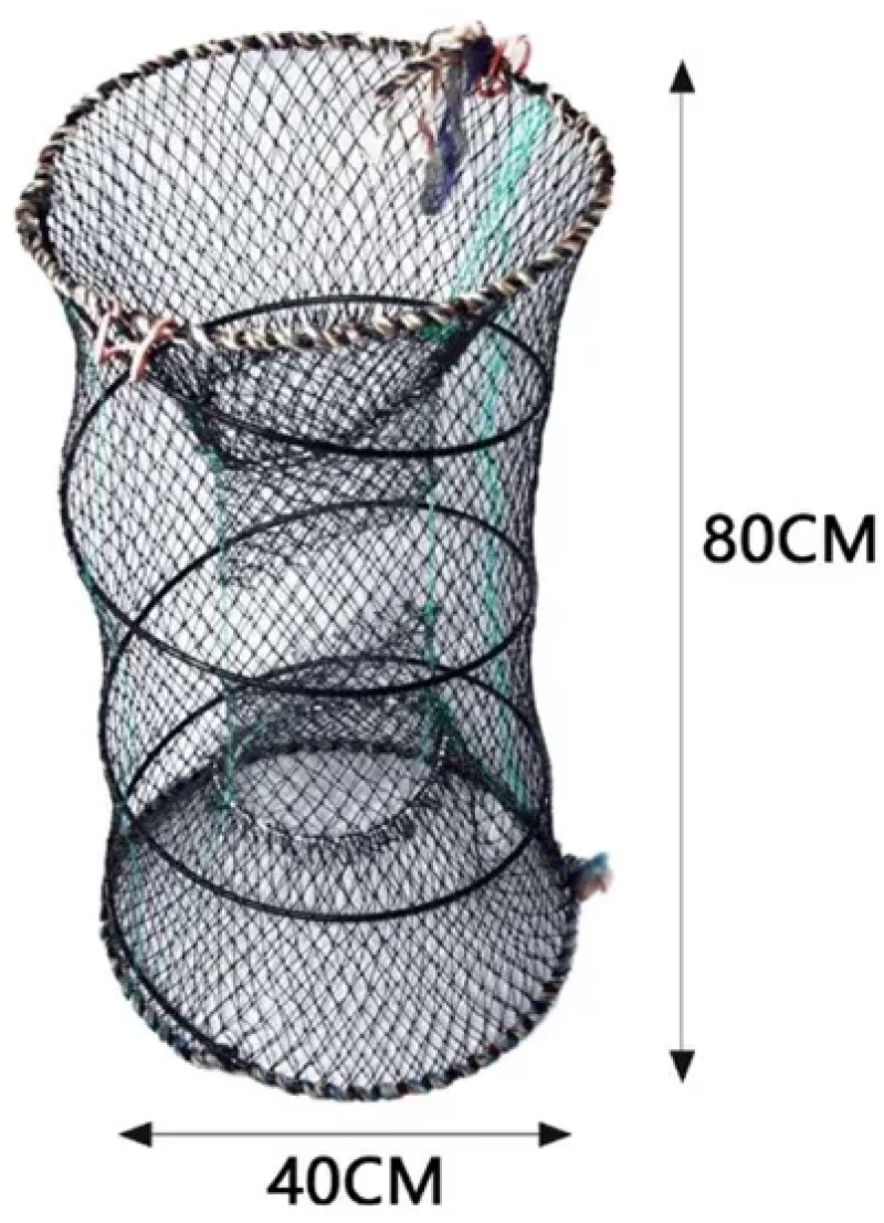 40x80cm Πτυσσόμενος Κυλινδρικός Κιούρτος Αλιείας  με Δύο Εισόδους