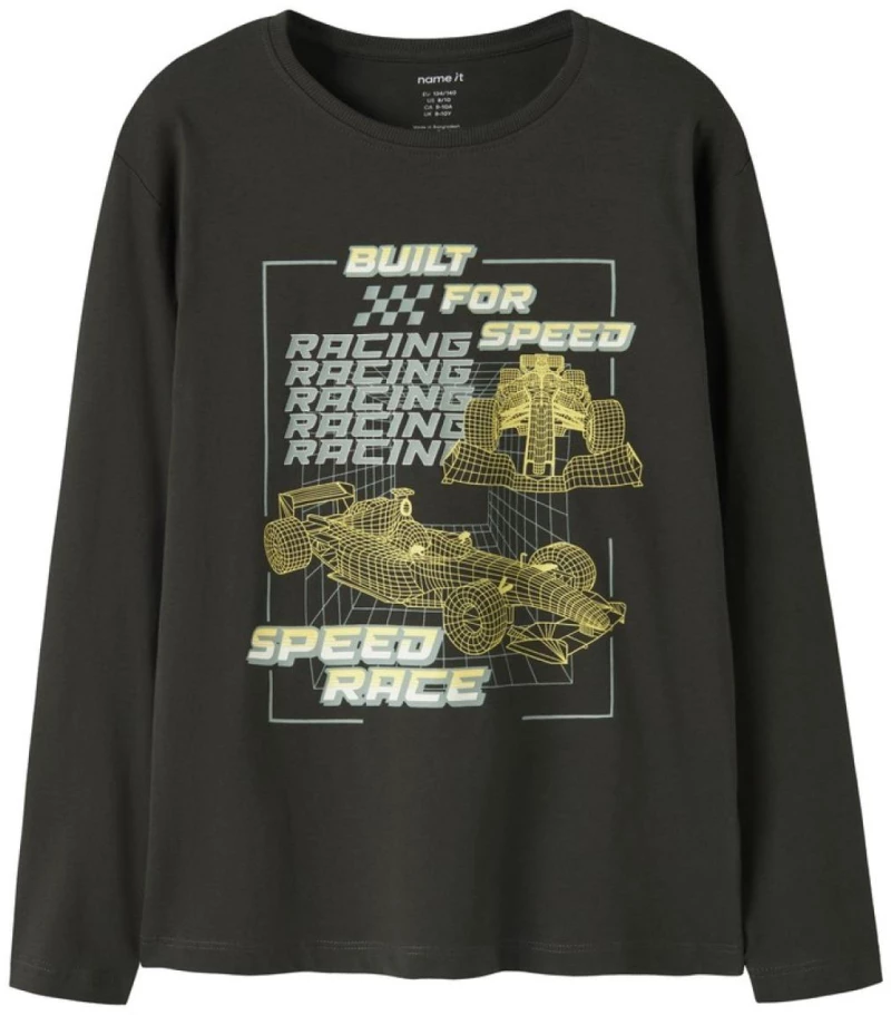 Μπλούζα μακρυμάνικη αγόρι name it 13259688 "Speed Race" γκρι Peat