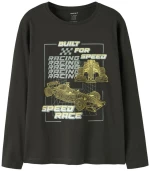 Μπλούζα μακρυμάνικη αγόρι name it 13259688 "Speed Race" γκρι Peat
