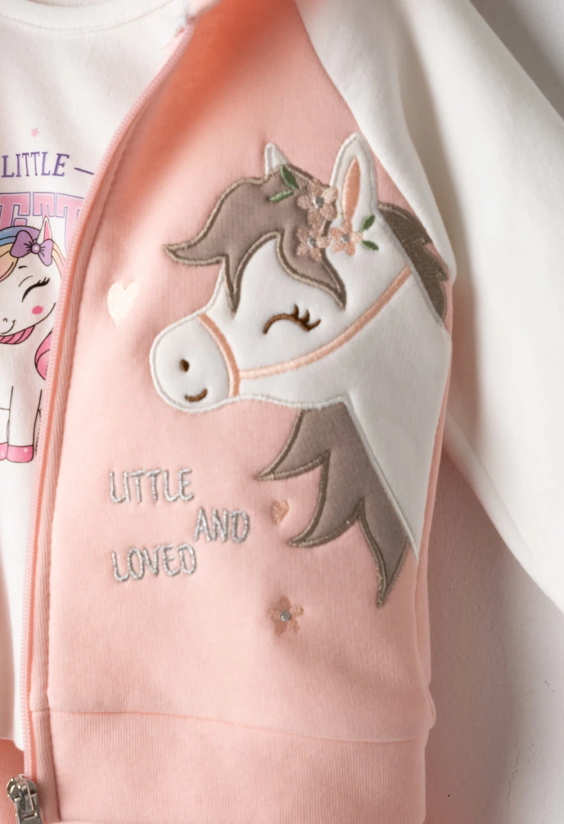 Εβίτα Fashion Bebe Σετ Φόρμας 3Τμχ Unicorn, Σομόν