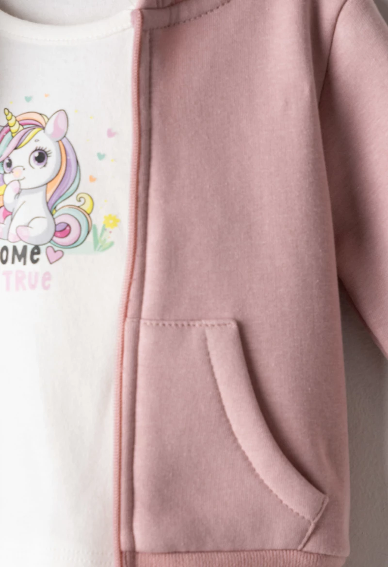 Εβίτα Fashion Bebe Σετ Φόρμας 3Τμχ Unicorn Dream, Σάπιο Μήλο