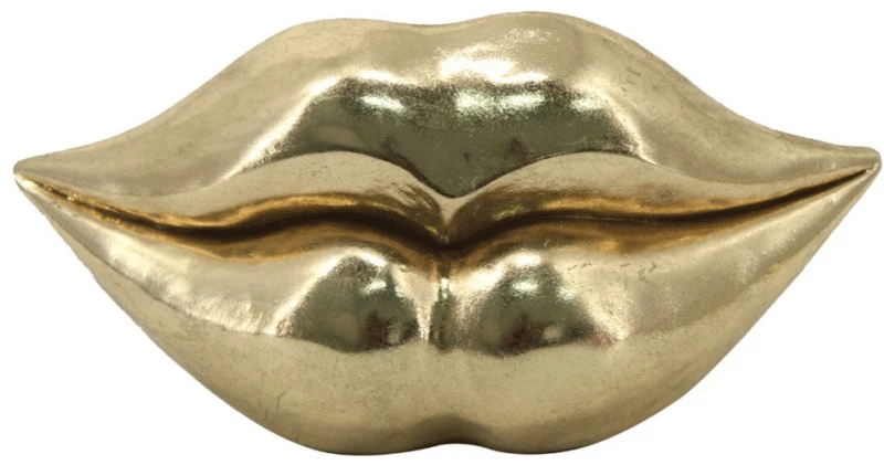 Διακοσμητικό Αντικείμενο Lips 65217 29x9,5cm Gold Πολυρεσίνη