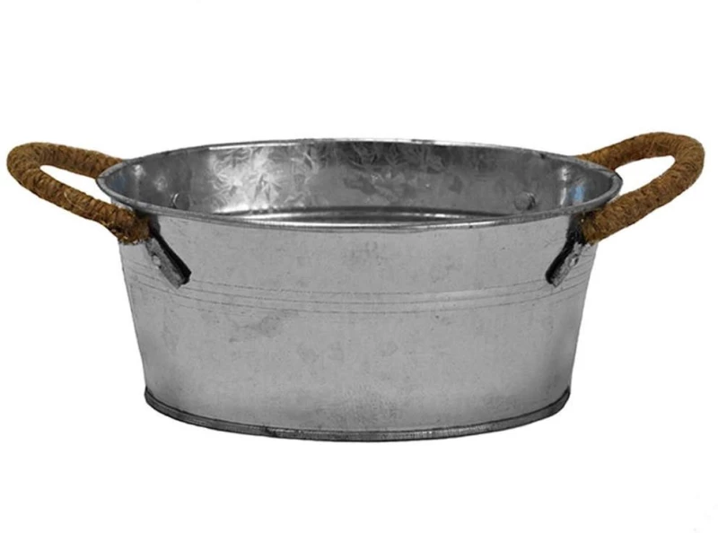 Κουβάς Οβάλ 00.05.5986 Με Σχοινί 16x10x7cm Inox Μέταλλο