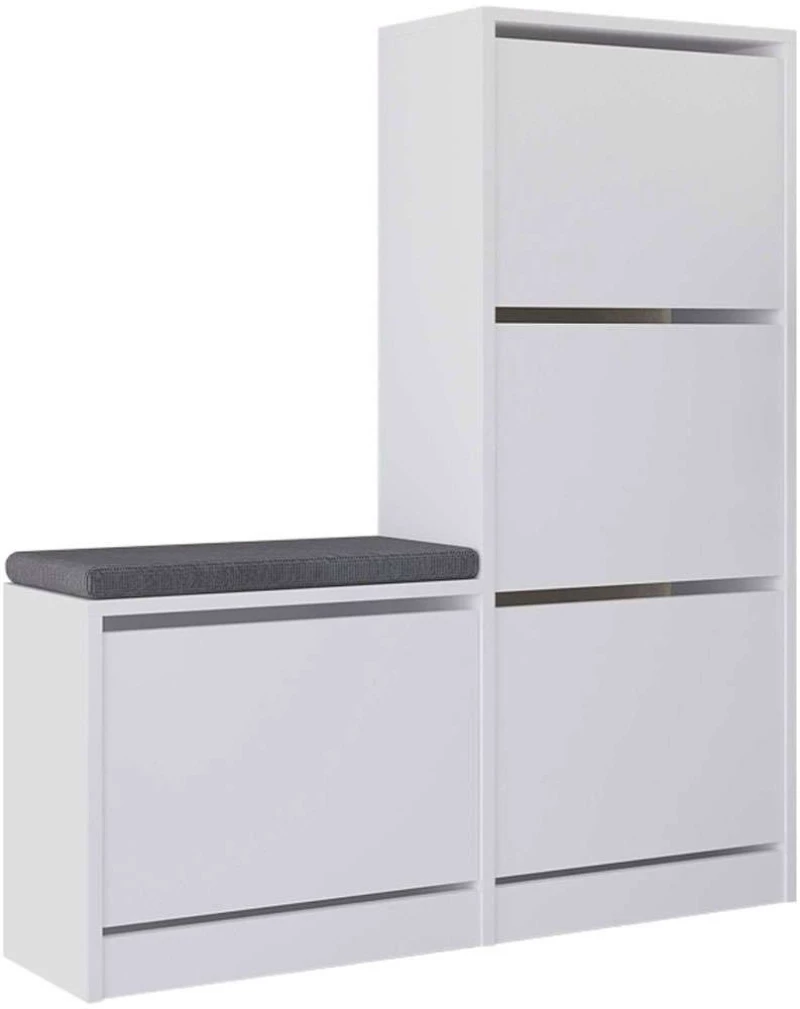 Παπουτσοθήκη Με Σκαμπό Dude 0230422 104,8x26x118,5cm White Μελαμίνη