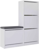 Παπουτσοθήκη Με Σκαμπό Dude 0230422 104,8x26x118,5cm White Μελαμίνη