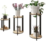 Ανθοστήλη Round (Σετ 3Τμχ) 282PTR1302 23x23x30/40/50cm Oak Hanah Home Mdf,Ξύλο