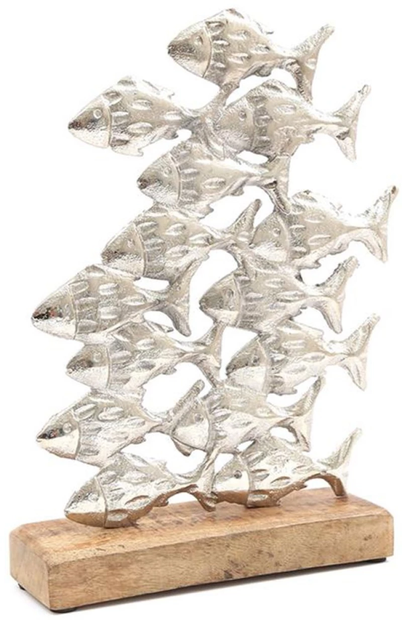 Διακοσμητικά Ψάρια 014.SS0964 19x5x27cm Natural-Silver Ξύλο,Αλουμίνιο