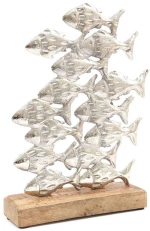 Διακοσμητικά Ψάρια 014.SS0964 19x5x27cm Natural-Silver Ξύλο,Αλουμίνιο
