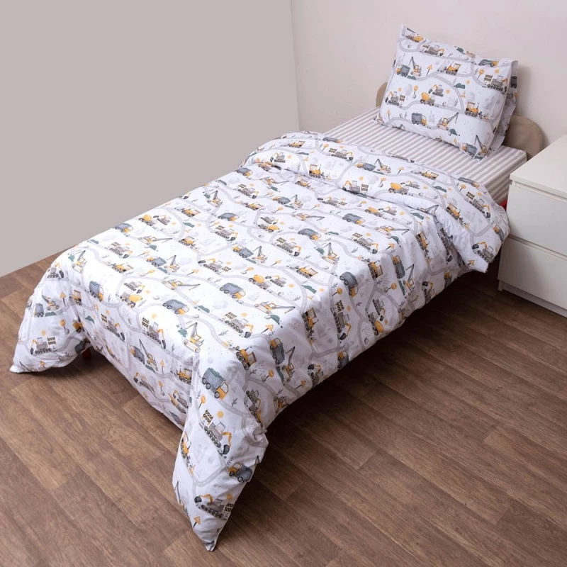 Σεντόνια Παιδικά Τρακ (Σετ 3τμχ) White-Multi Viopros Μονό 160x260cm 100% Βαμβάκι