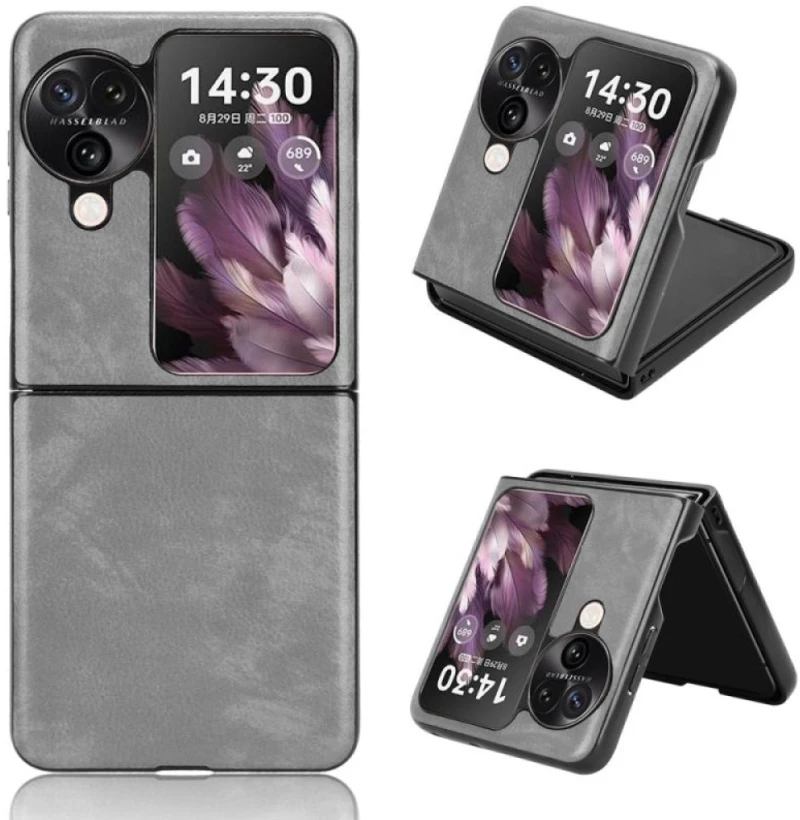 Για OPPO Βρείτε N3 Flip Litchi υφή πίσω κάλυμμα τηλέφωνο θήκη (Γκρι)