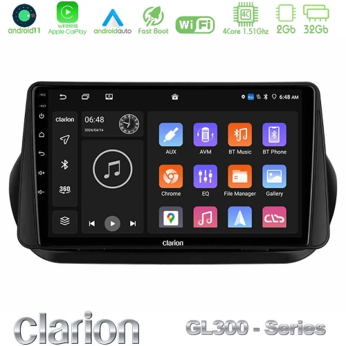 Clarion GL300 Series 4Core Android ClarionOS 2+32GB Fiat Fiorino/Citroen Nemo/Peugeot Bipper Navigation Multimedia Tablet 10" Με Carplay & Android Auto