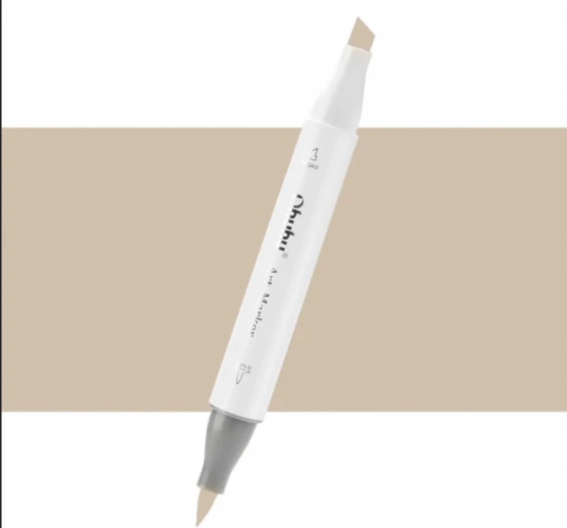 Μαρκαδόρος Πινέλο Ohuhu Με Διπλή Μύτη (Brush & Chisel)  YG080 Yellow Grey / E19Dried Sage