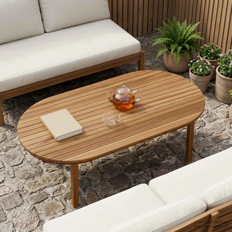 vidaXL Καπάκι τραπεζιού 110 x 55 x 3,5 εκ. Ωοειδής Στερεό Ξύλο Τίκ