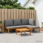vidaXL 5 pcs Σετ Lounge Κήπου με Μαξιλάρια Στερεό Acacia Ξύλο & Σχοινί