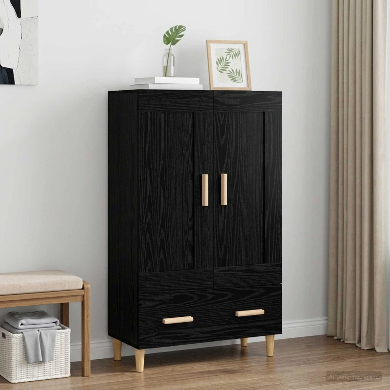 vidaXL Highboard Μαύρη Δρυς 70 x 31 x 115 εκ Επεξεργασμένο Ξύλο