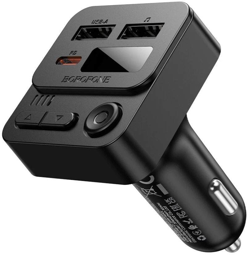 Borofone BC60 Hero FM Transmitter Αυτοκινήτου Bluetooth με 2x USB, USB-C PD 20W & MP3 Player Μαύρο