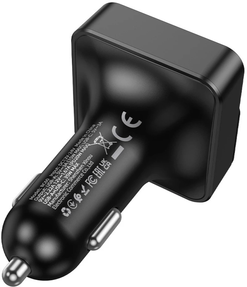 Borofone BC60 Hero FM Transmitter Αυτοκινήτου Bluetooth με 2x USB, USB-C PD 20W & MP3 Player Μαύρο