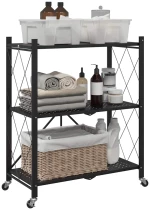 Ράφι αποθήκευσης σε ρόδες Μαύρο 71x34x88 cm Ατσάλι |4012385