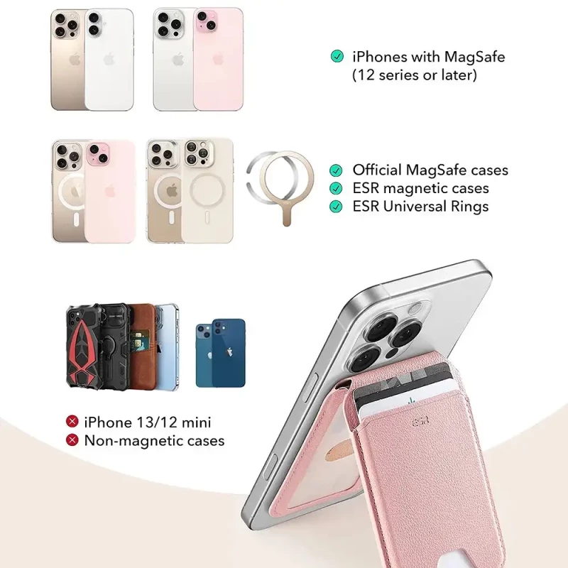 ESR Μαγνητικό Πορτοφόλι - Stand MagSafe HaloLock Vegan Leather Pink