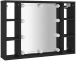 vidaXL Έπιπλο Καθρέπτη με LED Μαύρο 76 x 15 x 55 εκ.