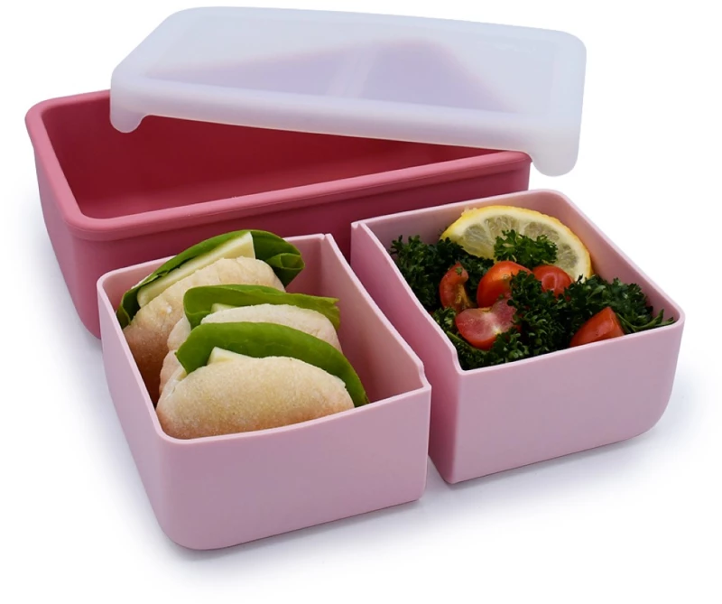 Melii – Bento Σιλικόνης 2 Θέσεων 700ml Blush/Berry