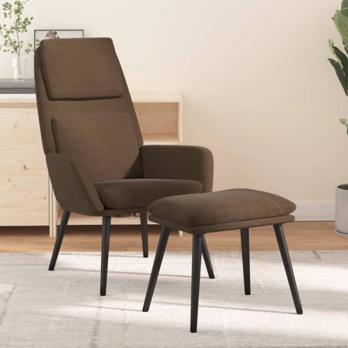 Πολυθρόνα Relax Καφέ Υφασμάτινη με Σκαμπό |3097771