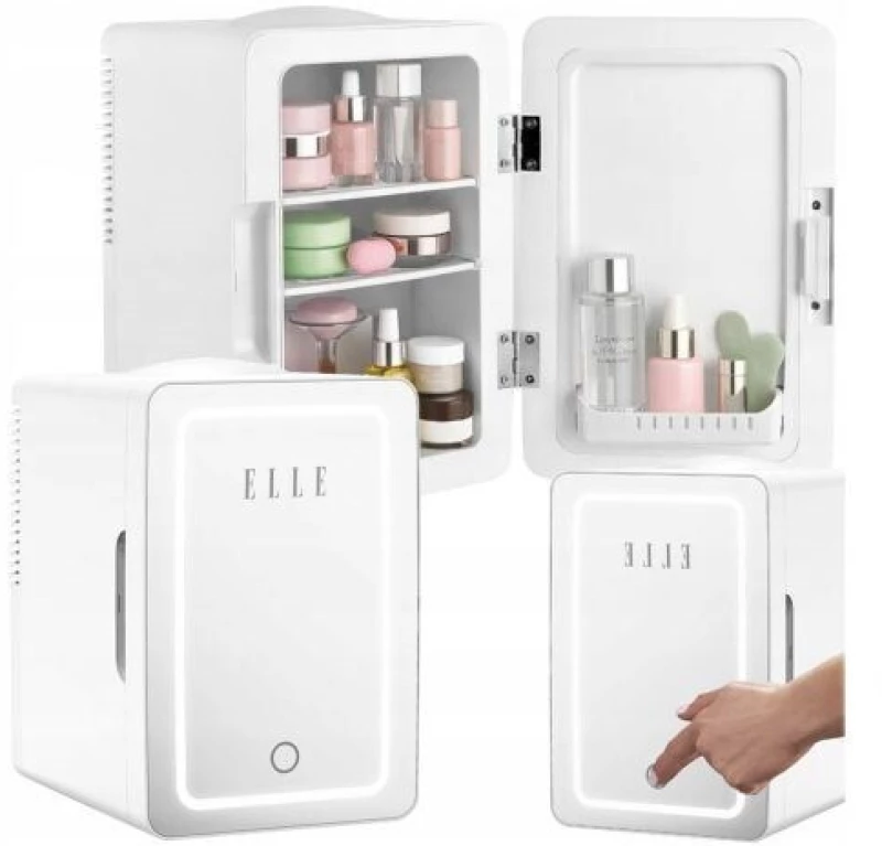 Mini fridge with LED make-up mirror ELLE 4L white